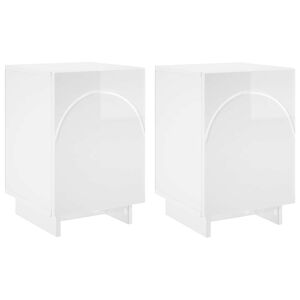 vidaXL Bedside Cabinet 2 pcs High Gloss White 33.5 x 34.5 x 50 cm