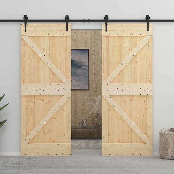 vidaXL Door NARVIK Natural 90 x 210 cm Solid Pine Wood