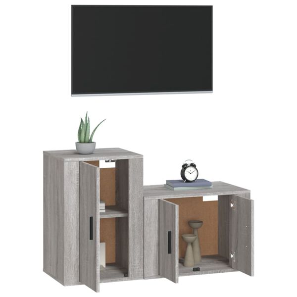 vidaXL 2 Piece TV Cabinet Set Grey Sonoma Engineered Wood