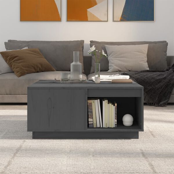 vidaXL Coffee Table Grey 80x81x36.5 cm Solid Wood Pine