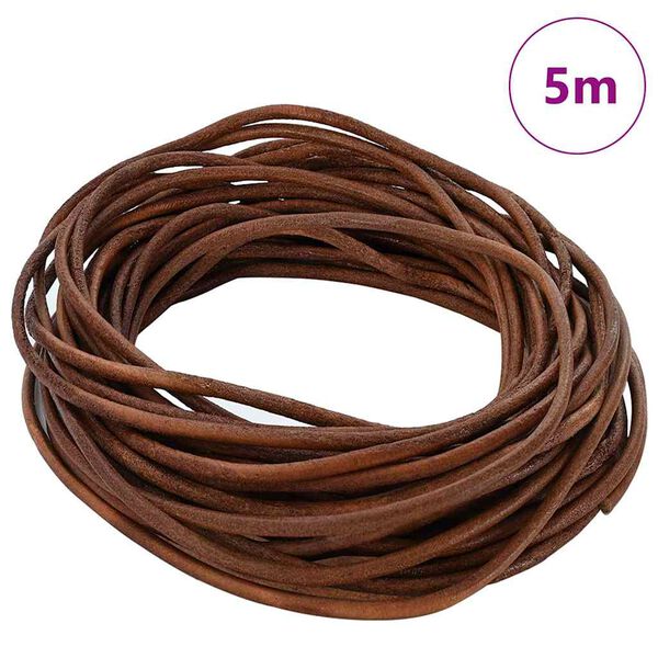 vidaXL Leather Cord Light Brown &Oslash;3 mm x 5 m Leather