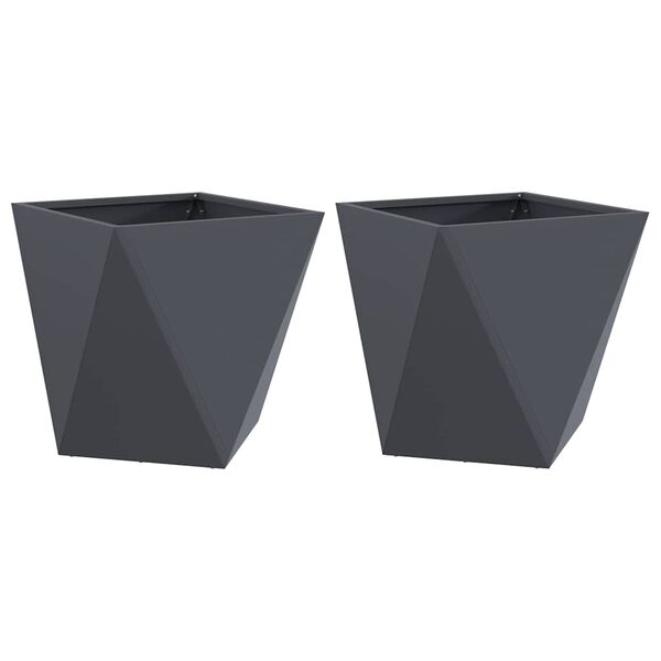vidaXL Planter 2 pcs Anthracite 40 x 40 x 40 cm Steel