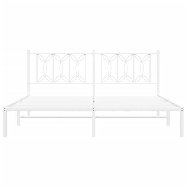 vidaXL Metal Bed Frame without Mattress with Headboard White 183x213cm