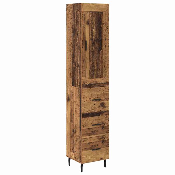vidaXL Highboard Old Wood 34.5 x 34 x 180 cm Engineered Wood