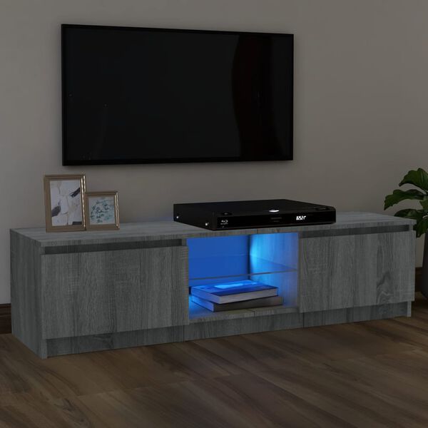 vidaXL TV Cabinet with LED Lights Grey Sonoma 120x30x36 cm