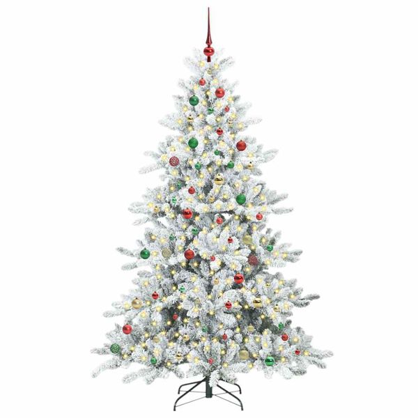 vidaXL Artificial Hinged Christmas Tree White 210 cm PVC and Steel