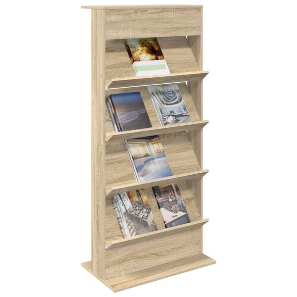 vidaXL Magazine Rack Sonoma Oak 70 x 41 x 156 cm Engineered Wood