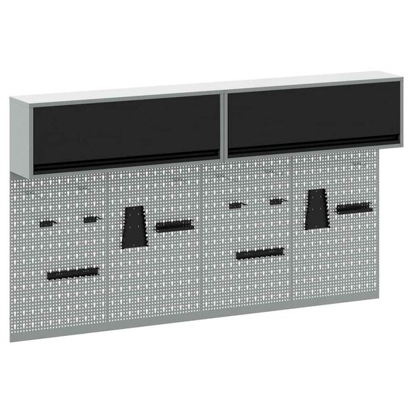 vidaXL Tool Cabinet and Pegboard Set 6 pcs Black 200 x 25 x 115 cm