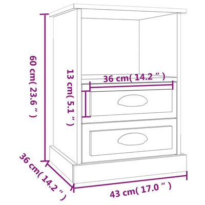 vidaXL Bedside Cabinet High Gloss White 43x36x60 cm