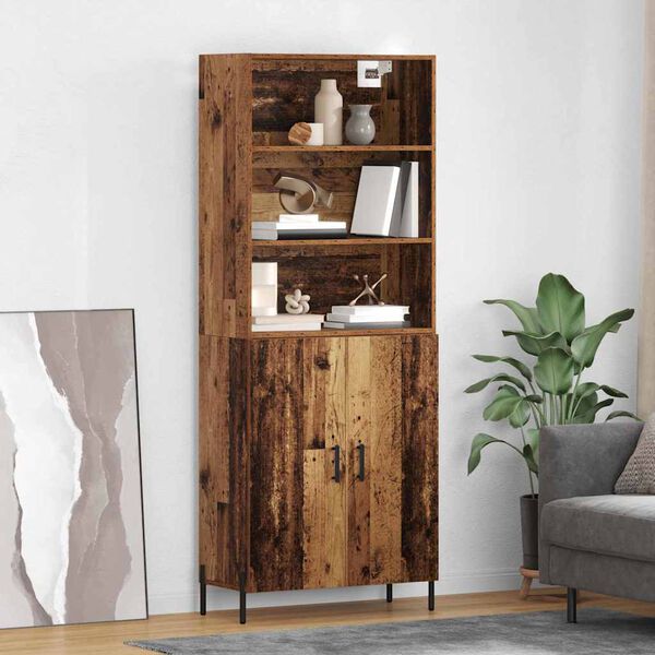 vidaXL Highboard Old Wood 69.5 x 32.5 x 180 cm Engineered Wood