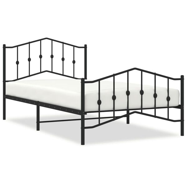 vidaXL Metal Bed Frame without Mattress with Footboard Black 100x200cm