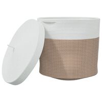 vidaXL Storage Basket with Lid Brown and White Ø40x35 cm Cotton