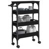 vidaXL Kitchen Trolley Black Oak 53 x 20 x 76 cm Engineered Wood
