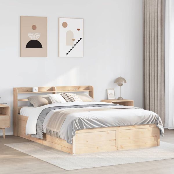 vidaXL Bed Frame with Headboard 160x200 cm Solid Wood Pine