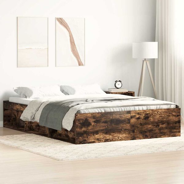 vidaXL Bed Frame without Mattress Smoked Oak 160x200 cm