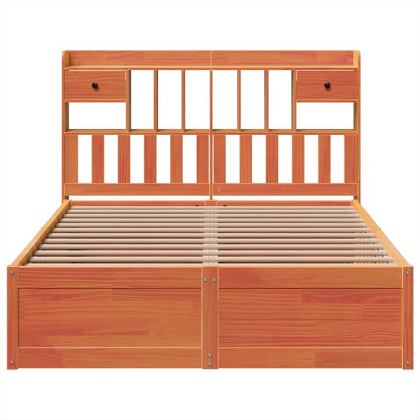 vidaXL Bed Frame without Mattress Wax Brown 160x200 cm Solid Wood Pine