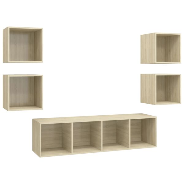 vidaXL 5 Piece TV Cabinet Set Sonoma Oak Engineered Wood