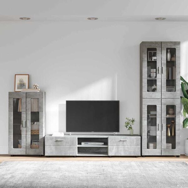 vidaXL TV Cabinet Set with Drawer FLORIN Concrete Grey Engineered Wood