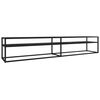 vidaXL TV Cabinet Black Marble 220x40x40.5 cm Tempered Glass