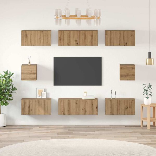 vidaXL TV Cabinet Set Wall-mounted 8 pcs Artisan Oak Engineered Wood