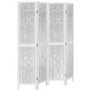 vidaXL Room Divider 4 Panels White Solid Wood Paulownia