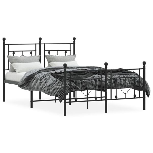 vidaXL Metal Bed Frame without Mattress with Footboard Black 120x200cm