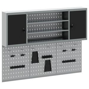 vidaXL Tool Cabinet Set with Shelf 6 pcs Black Powder-Coated Steel