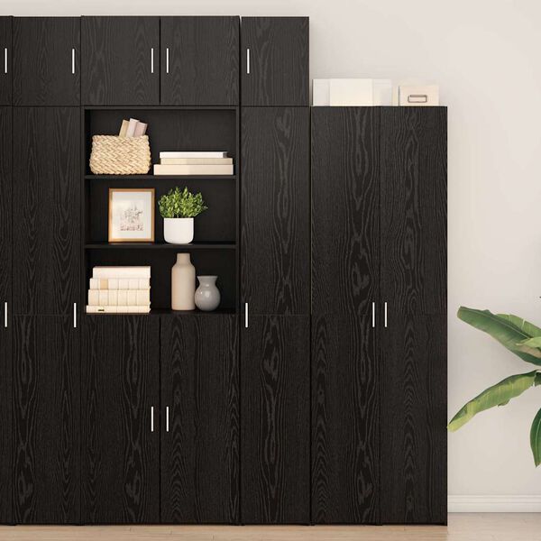vidaXL Storage Cabinet 3 pcs Black Oak 30 x 42.5 x 225 cm