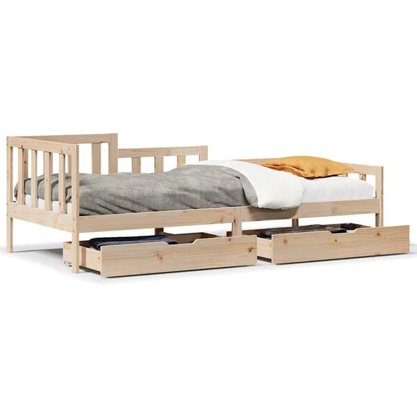 vidaXL Daybed with Drawers without Mattress 90x200 cm Solid Wood
