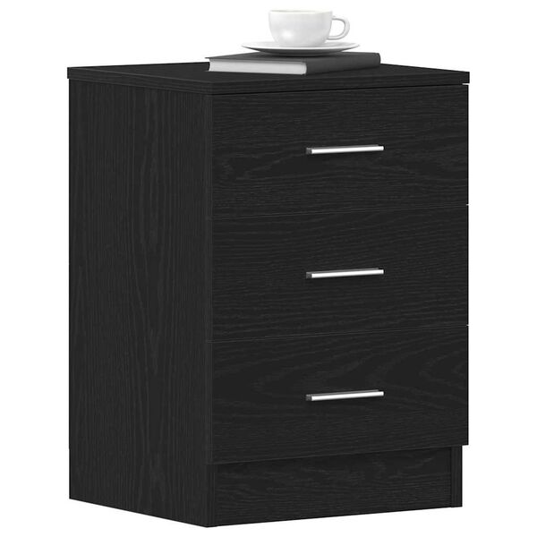 vidaXL Bedside Cabinet Black Oak 38x35x55 cm Engineered Wood