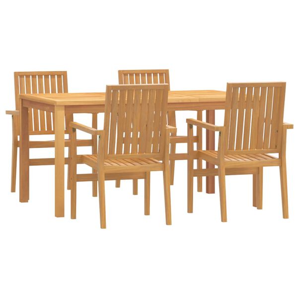 vidaXL 5 Piece Garden Dining Set Solid Wood Teak
