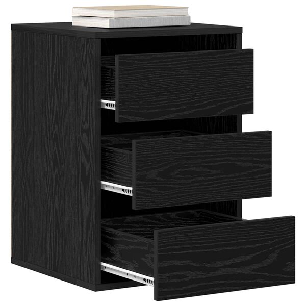 vidaXL Drawer Cabinet Black Oak 41 x 40 x 58 cm Engineered Wood