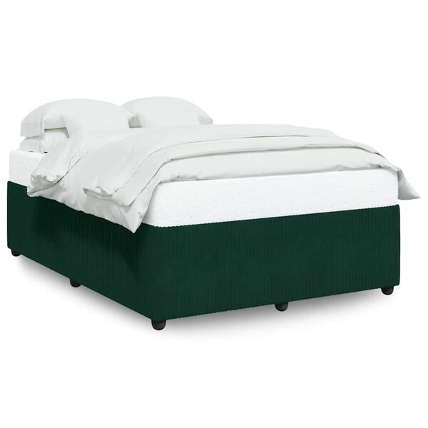 vidaXL Bed Frame without Mattress Dark Green 140x190 cm Velvet