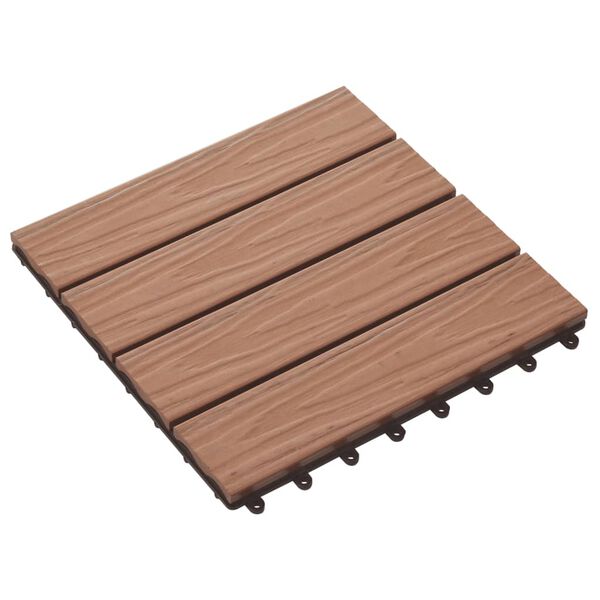 vidaXL 11 pcs Decking Tiles Deep Embossed WPC 30x30 cm 1 sqm Light Brown