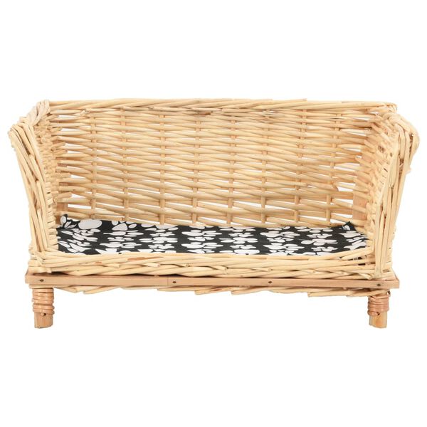 vidaXL Dog Basket with Cushion 50x33x30 cm Natural Willow
