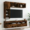 vidaXL 7 Piece TV Wall Cabinet Set with LED Lights Smoked Oak