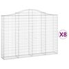 vidaXL Arched Gabion Baskets 8 pcs 200x30x140/160 cm Galvanised Iron