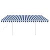 vidaXL Manual Retractable Awning with Posts 4x3.5 m Blue and White