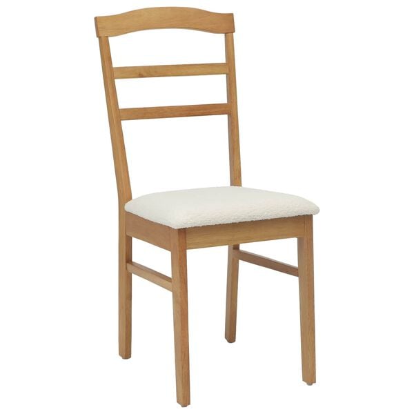 vidaXL Dining Chair 2 pcs Natural and Light Solid Rubber Wood
