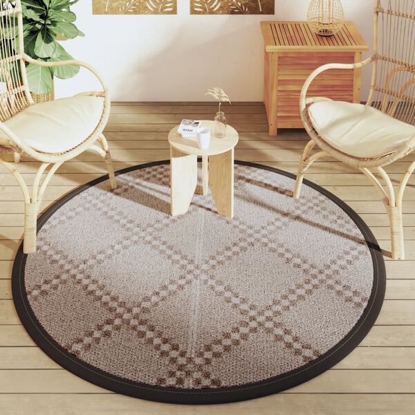 vidaXL Outdoor Carpet ARAKIL Brown Ø160 cm PP