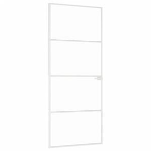 vidaXL Interior Door White 83x201.5 cm Tempered Glass&Aluminium Slim