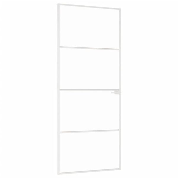 vidaXL Interior Door White 83x201.5 cm Tempered Glass&Aluminium Slim