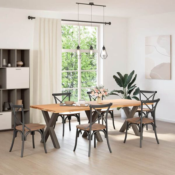 vidaXL Dining Table Legs X-Shaped 3 pcs Natural Steel 80x(72-73) cm Steel