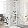 vidaXL Room Divider 5 Panels White Solid Wood Paulownia