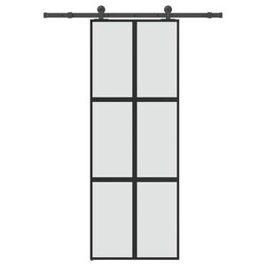 vidaXL Sliding Door with Hardware Set 76x205 cm Tempered Glass&Aluminium