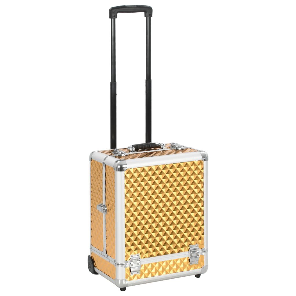 vidaXL Make up Trolley 35x29x45 cm Gold Aluminium