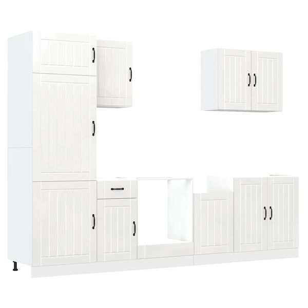 vidaXL 7 Piece Kitchen Cabinet Set Lucca High Gloss White Engineered Wood