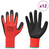 vidaXL Work Gloves 12 pcs Red and Black 11 / XXL Latex Coating