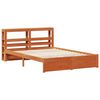 vidaXL Bed Frame with Headboard Wax Brown 160 x 200 cm Solid Pine Wood