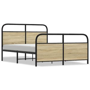 vidaXL Metal Bed Frame without Mattress Sonoma Oak 137x190 cm